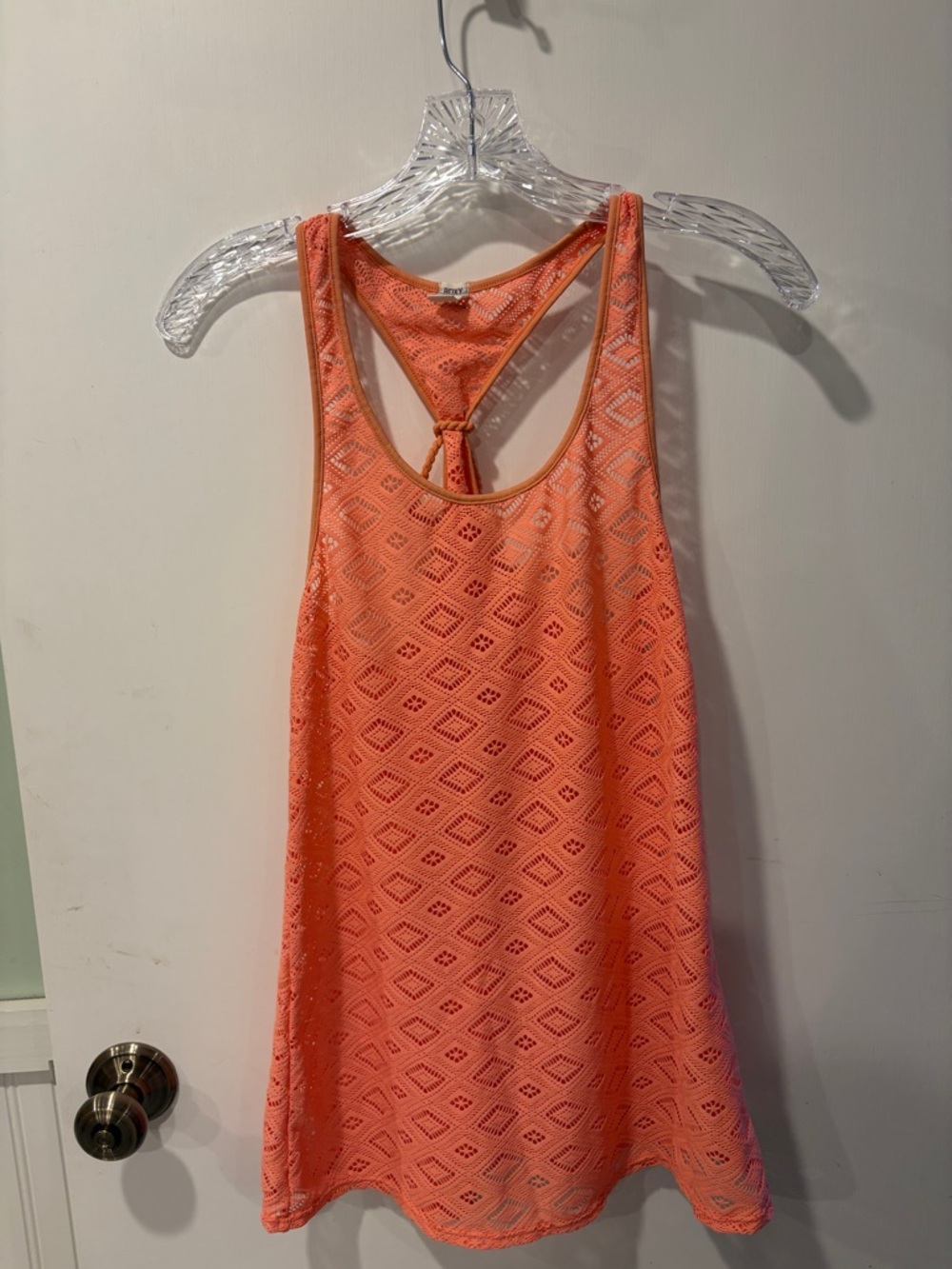 Roxy Coral Orange Racerback Lace coverups XS